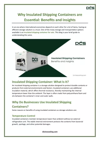 Why Insulated Shipping Containers are Essential - Benefits and Insights