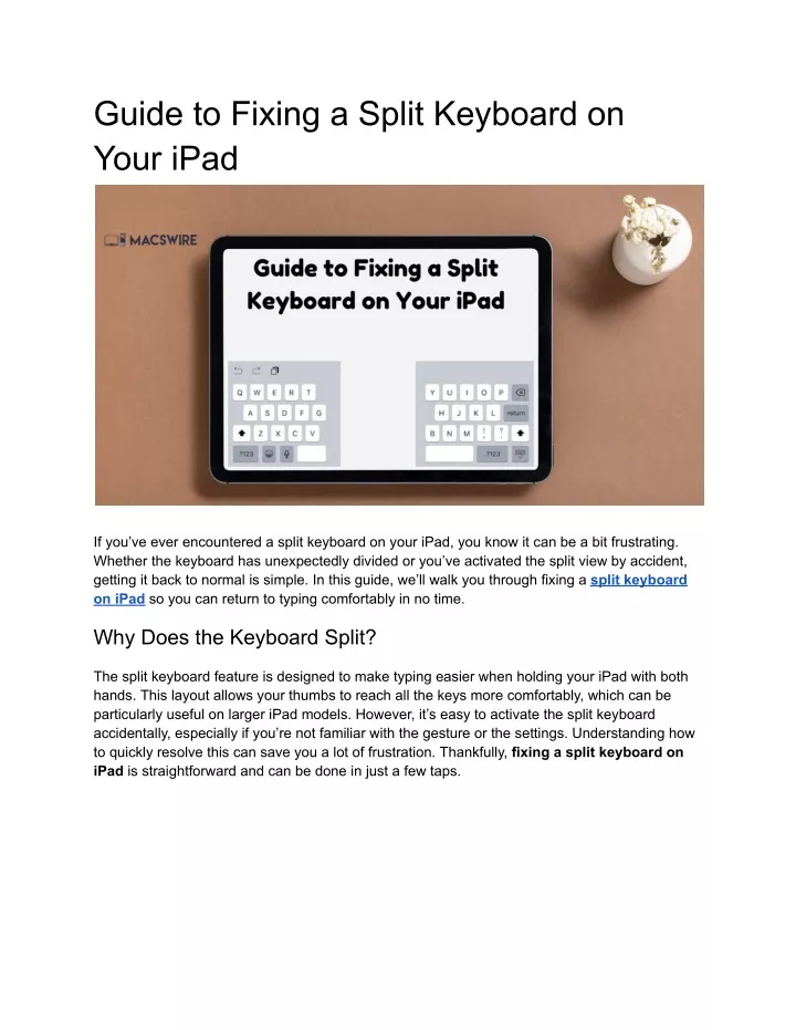 guide to fixing a split keyboard on your ipad