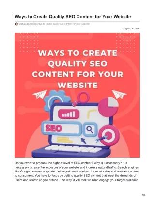 Ways to Create Quality SEO Content for Your Website