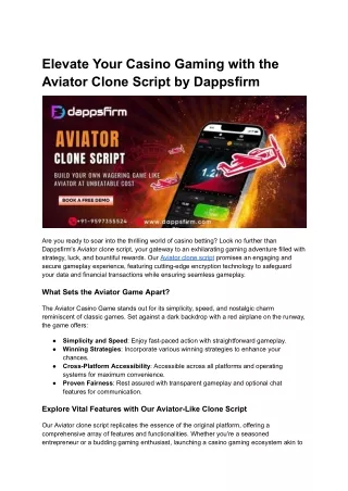 Aviator clone script doc submission