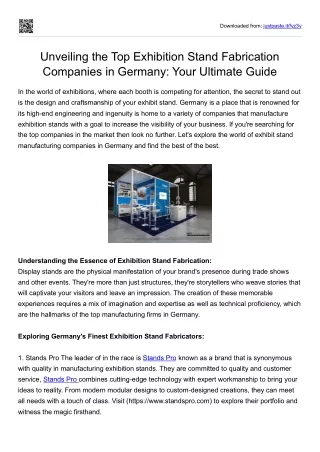 Unveiling the Top Exhibition Stand Fabrication Companies in Germany