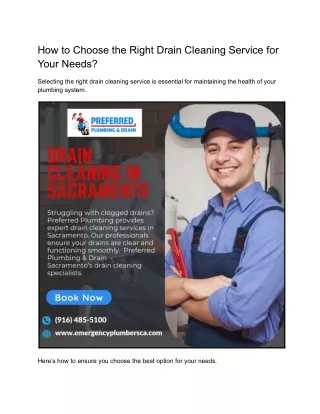 how to choose the right drain cleaning service