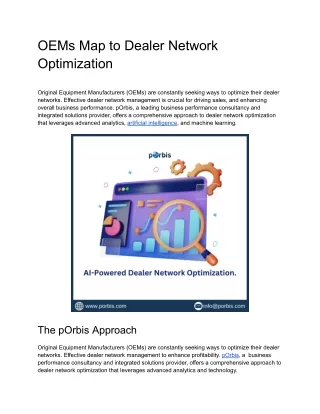 OEMs Map to Dealer Network Optimization