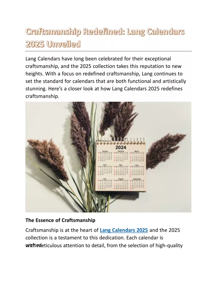 lang calendars have long been celebrated