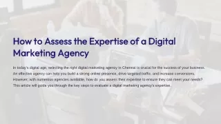 How to Assess the Expertise of a Digital Marketing Agency