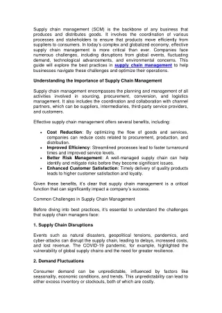 supply chain management scm is the backbone