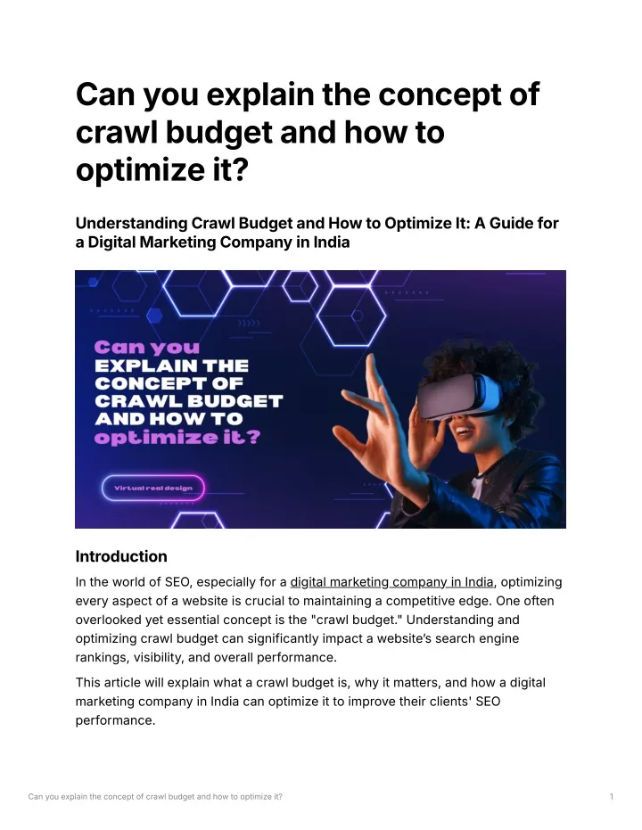 can you explain the concept of crawl budget