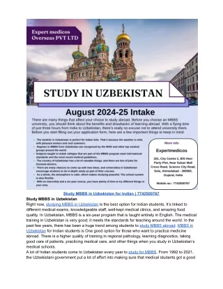 Study MBBS in Uzbekistan for Indian  7742500767
