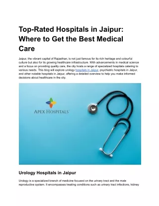 Top-Rated Hospitals in Jaipur_ Where to Get the Best Medical Care