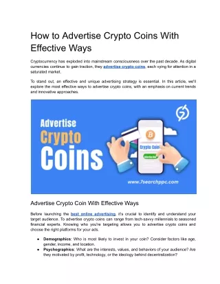 How to Advertise Crypto Coins With Effective Ways