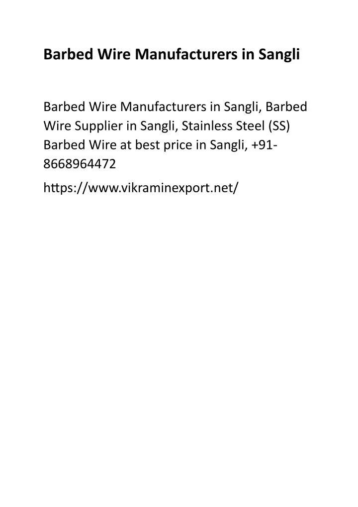 barbed wire manufacturers in sangli