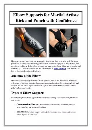 Elbow Supports for Martial Artists Kick and Punch with Confidence