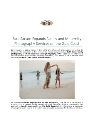 Zara Sarson Expands Family and Maternity Photography Services on the Gold Coast