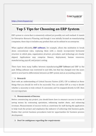 Top 5 Tips for Choosing an ERP System