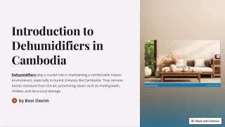 Introduction to Dehumidifiers in Cambodia
