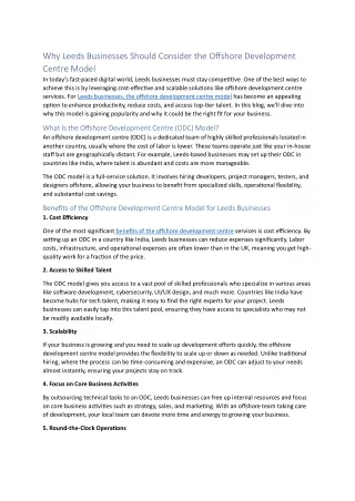 why leeds businesses should consider the offshore