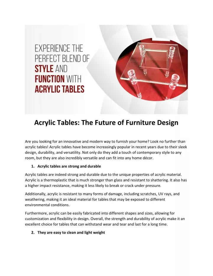 acrylic tables the future of furniture design