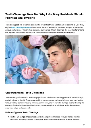 Teeth Cleanings Near Me Why Lake Mary Residents Should Prioritize Oral Hygiene