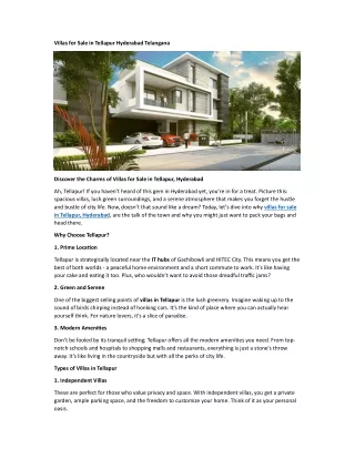 villas for sale in tellapur