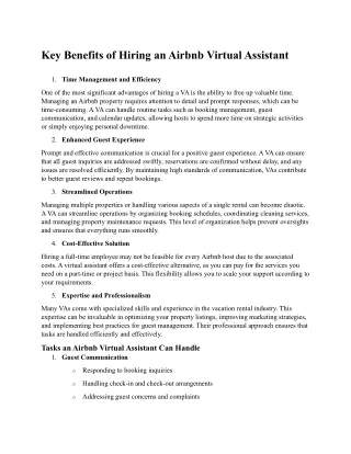 Key Benefits of Hiring an Airbnb Virtual Assistant