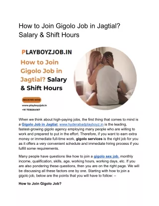 how to join gigolo job in jagtial salary shift