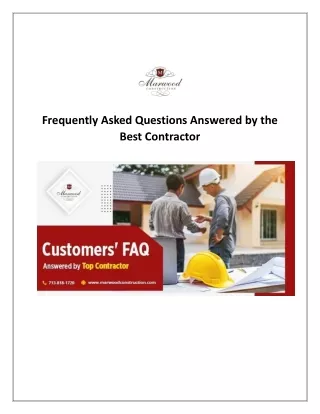 Frequently Asked Questions Answered by the Best Contractor