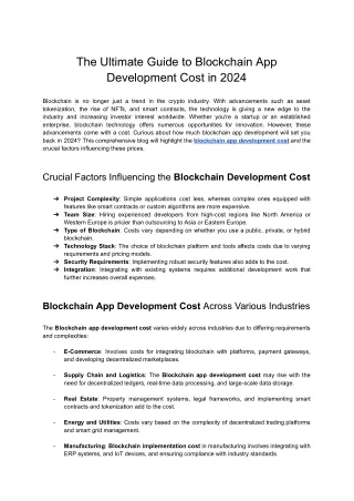 Decoding Blockchain App Development Cost in 2024