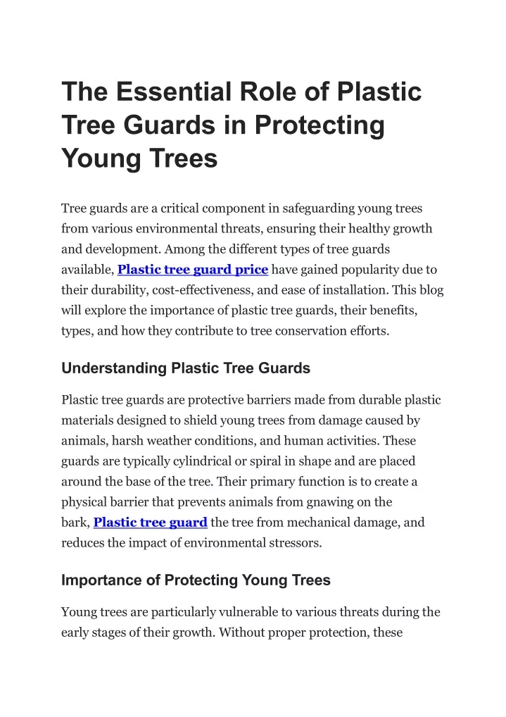 the essential role of plastic tree guards