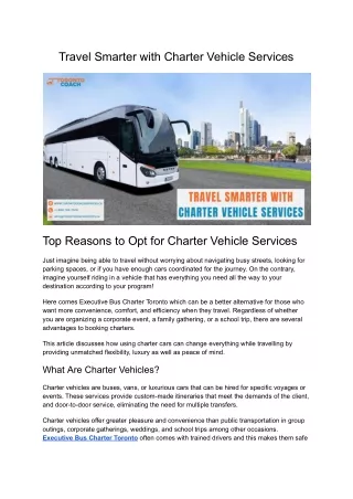 Travel Smarter with Charter Vehicle Services