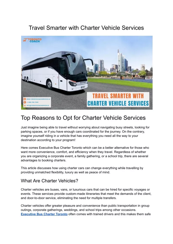 travel smarter with charter vehicle services