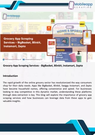 Grocery App Scraping Services - BigBasket, Blinkit, Instamart, Zepto.ppt