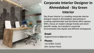 Corporate Interior Designer in Ahmedabad - Sky Green Interior