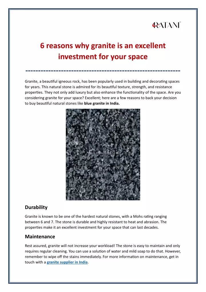 6 reasons why granite is an excellent investment