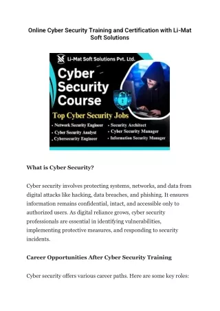 Online Cyber Security Training and Certification