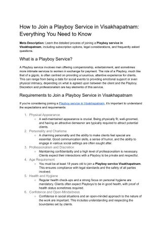 how to join a playboy service in visakhapatnam
