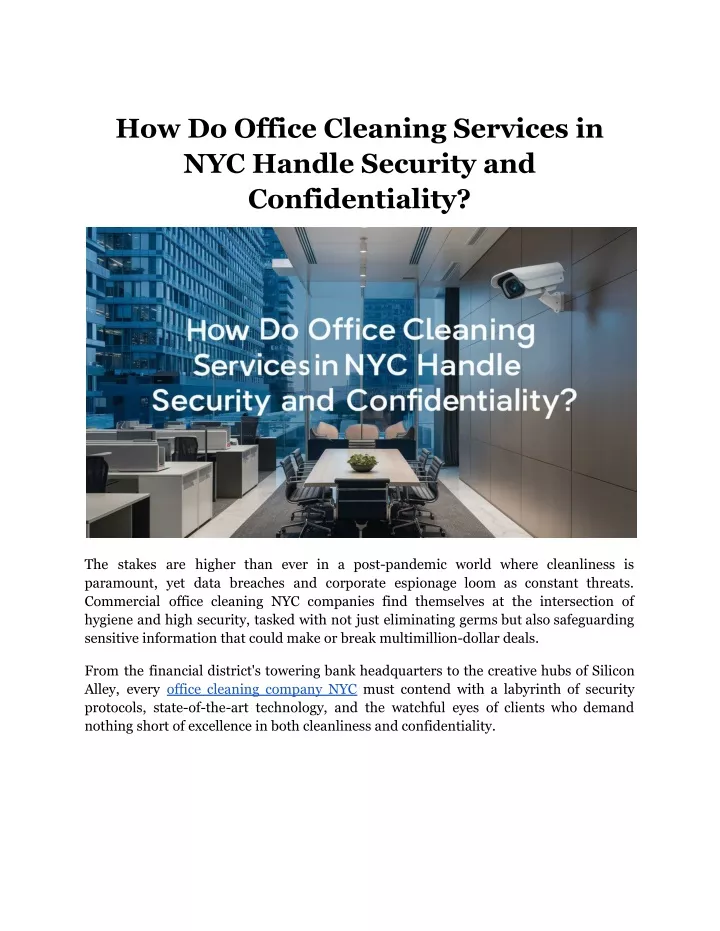 how do office cleaning services in nyc handle