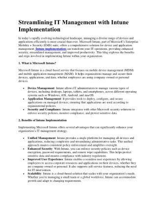 Streamlining IT Management with Intune Implementation