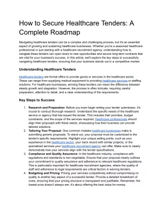 How to Secure Healthcare Tenders_ A Complete Roadmap
