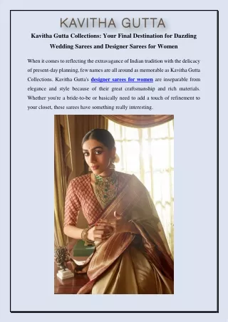 Your Final Destination for Dazzling Wedding Sarees and Designer Sarees for Women