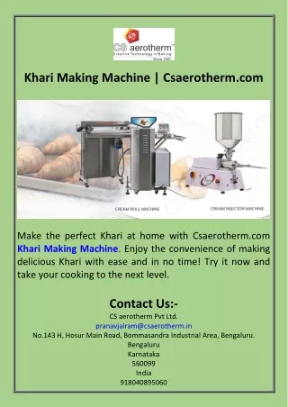 Khari Making Machine  Csaerotherm.com