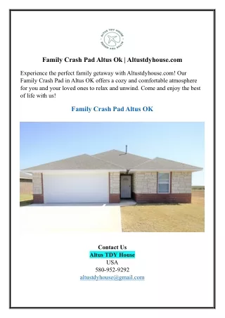 Family Crash Pad Altus Ok | Altustdyhouse.com