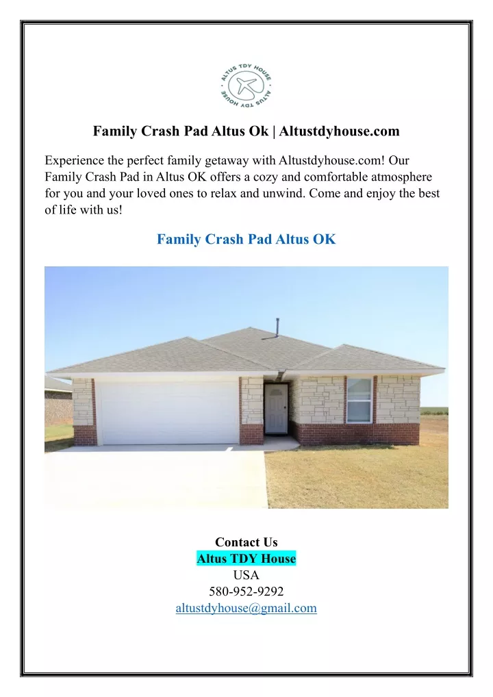 family crash pad altus ok altustdyhouse