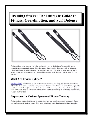 Training Sticks The Ultimate Guide to Fitness, Coordination, and Self-Defense