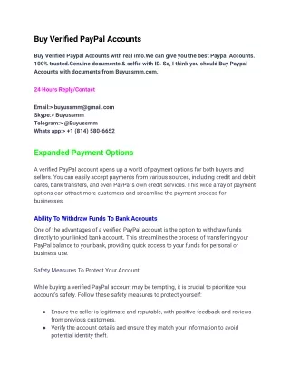 Buy Verified PayPal Accounts