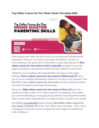 Top Online Courses for New Moms Master Parenting Skills