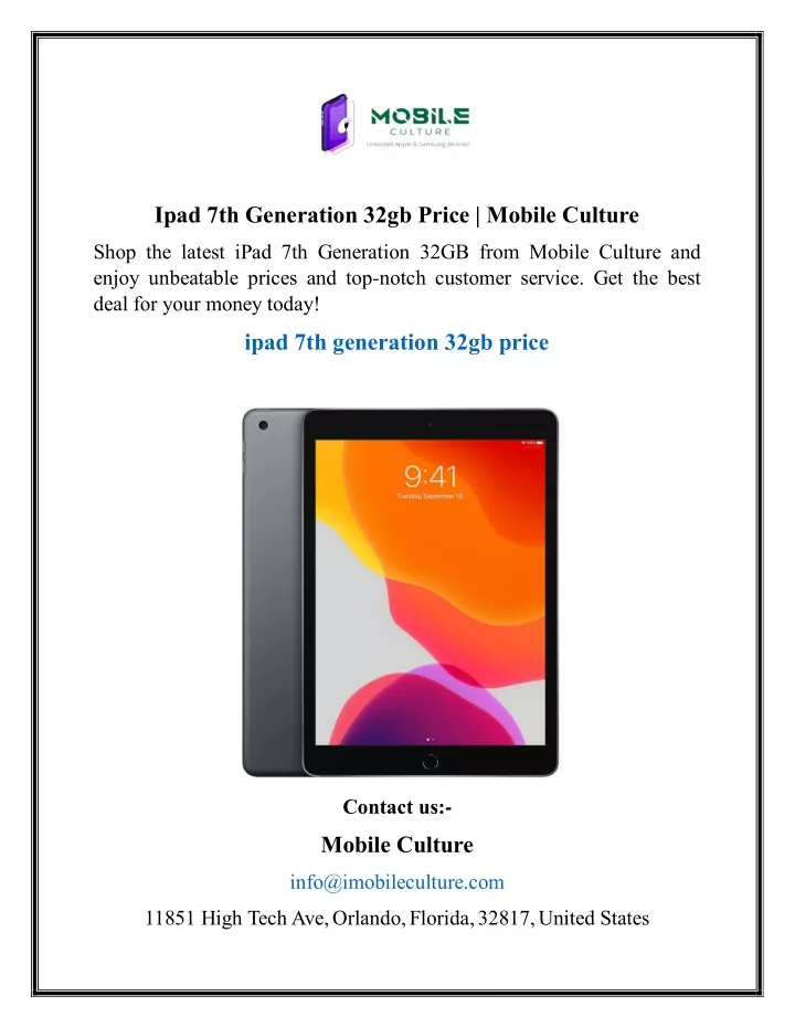 ipad 7th generation 32gb price mobile culture