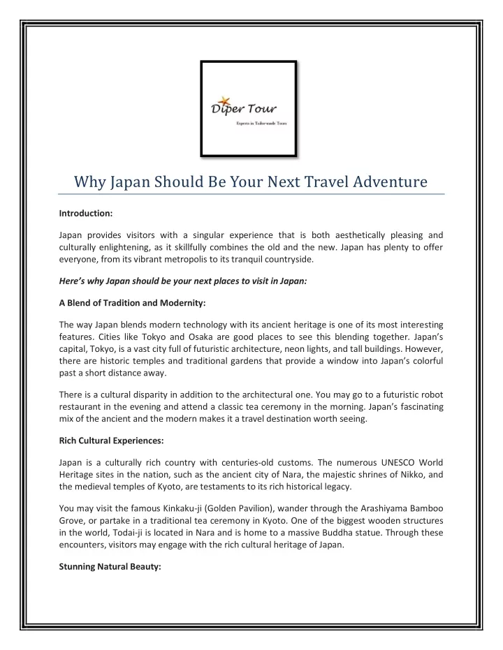 why japan should be your next travel adventure