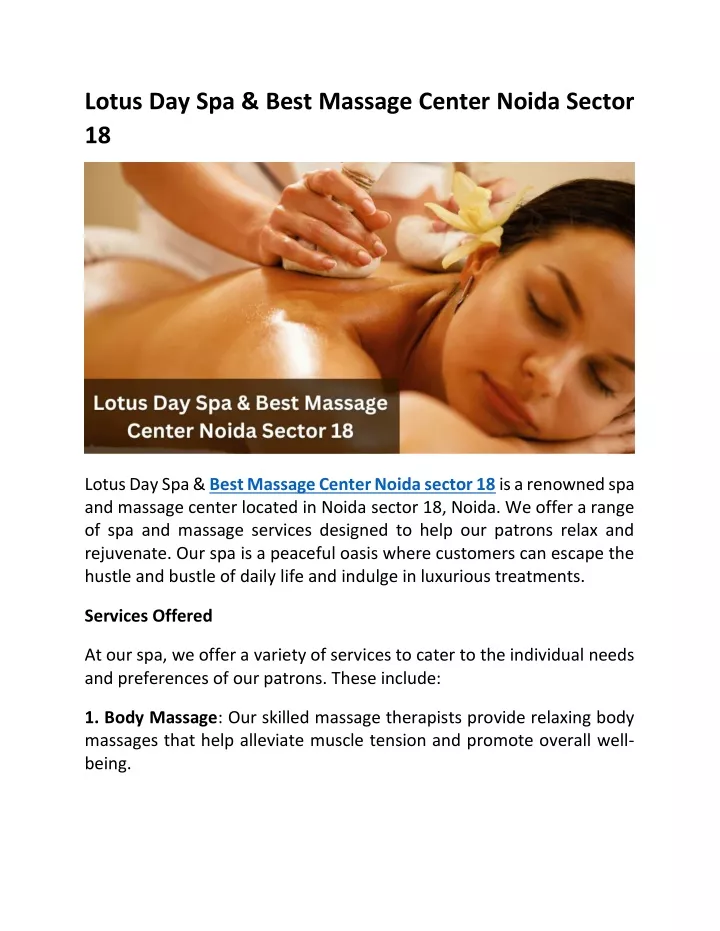 lotus day spa best massage center noida sector 18