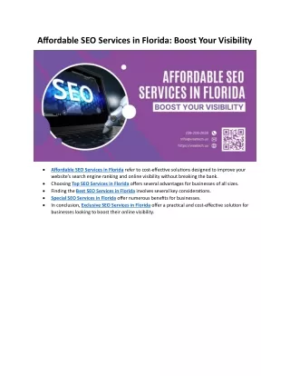 Affordable SEO Services in Florida