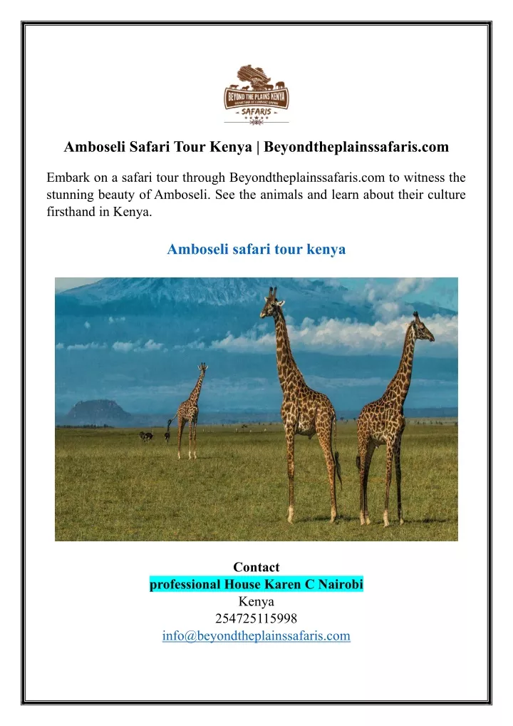 amboseli safari tour kenya beyondtheplainssafaris